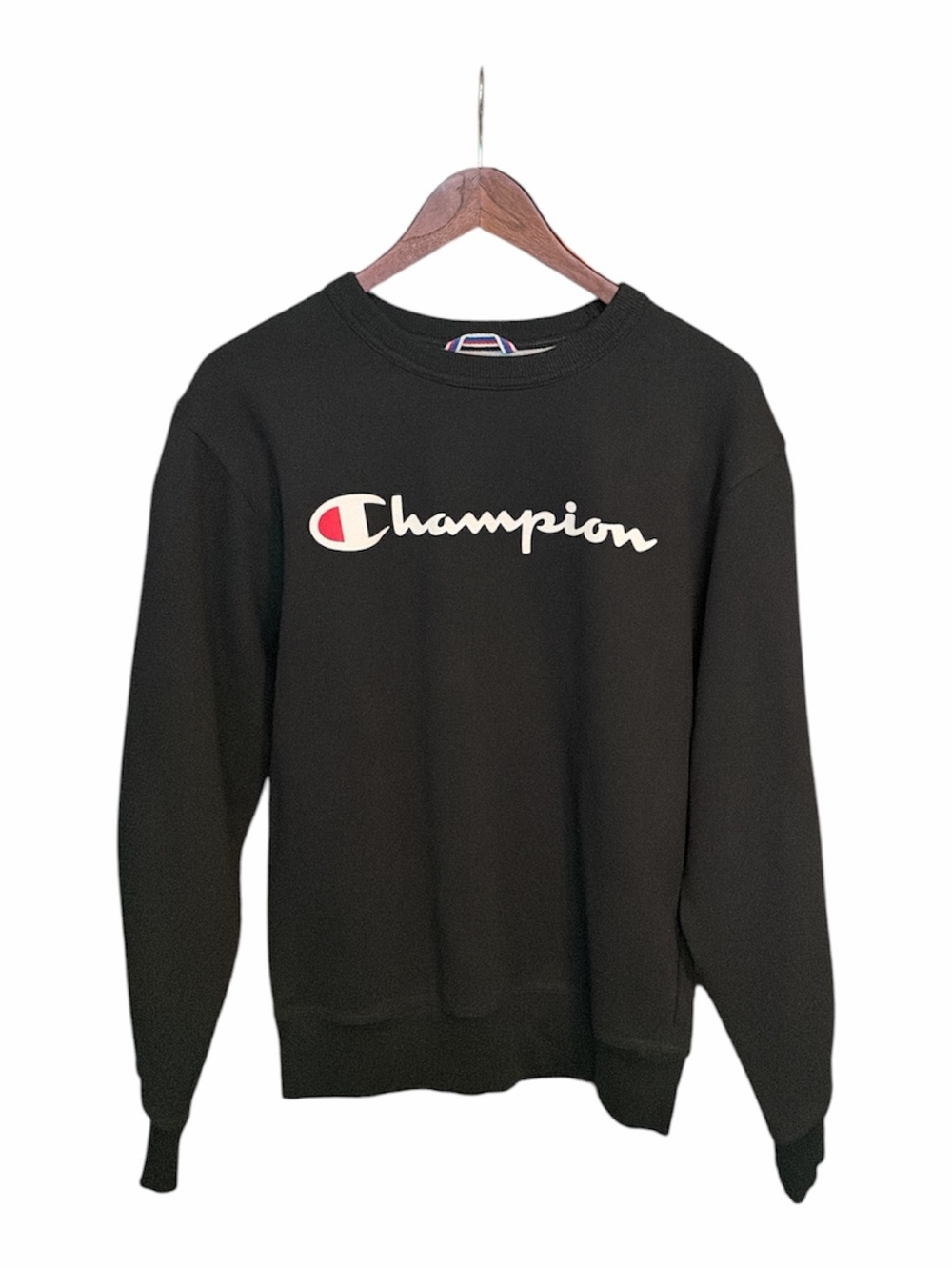 Champion black crewneck sweatshirt Small comfort casual lounge Athleisure active